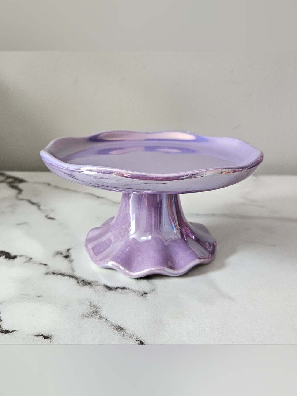Purple Iridescent Novelty Ceramic Tray Stand (6"x3.25")